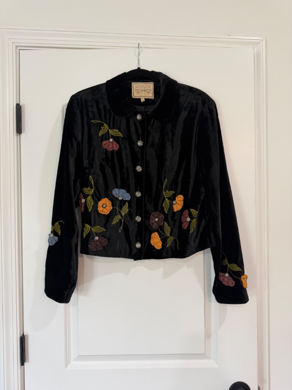 Double D Ranch Black Velvet Embroidered Jacket RARE! Western/Boho Size Medium